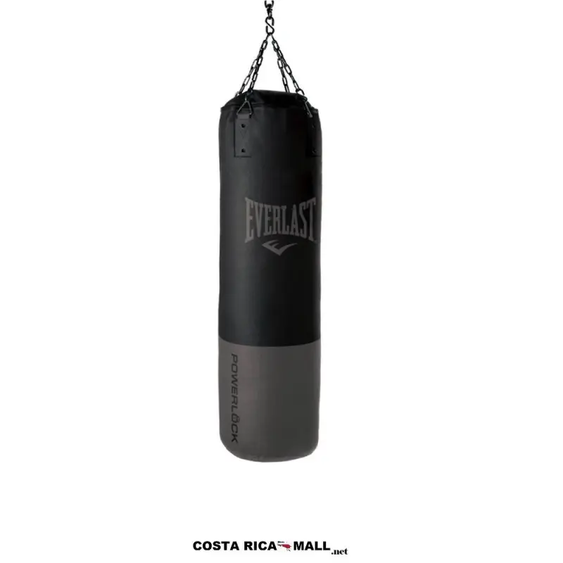 Saco de Boxeo 100lb Powerlock Pro EVERLAST en cuero de primera calidad con sistema de suspensión reforzado. Color negro