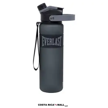 Botella TRITAN II 1000 ML EVERLAST con tapa de botón y asa de transporte en color negro.