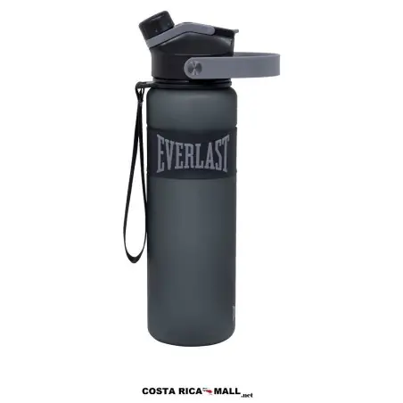 Botella TRITAN II 1000 ML EVERLAST con tapa de botón y asa de transporte en color negro.