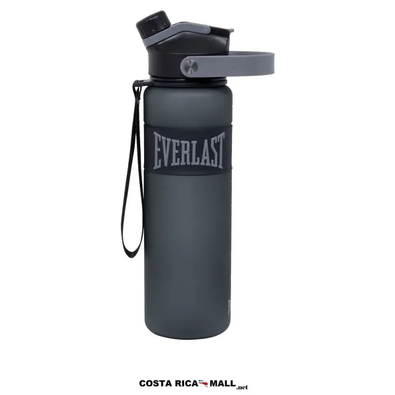 Botella TRITAN II 1000 ML EVERLAST con tapa de botón y asa de transporte en color negro.