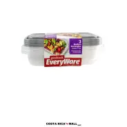 Set 3 Recipientes Plásticos Rectangulares Medianos GOODCOOK de 950 ml.