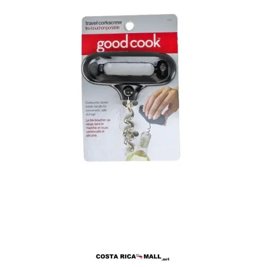 Sacacorchos metálico con puño plástico GOODCOOK con diseño retráctil para mayor agilidad.