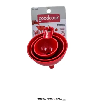 Set 3 embudos plásticos GOODCOOK diseñados para maximizar la agilidad en el trasvase.