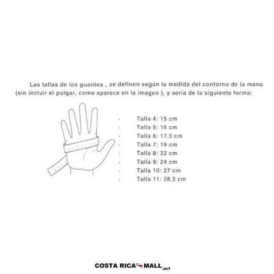 Tabla para Guantes para Portero RUNIC PYTHON. Tabla aproximada