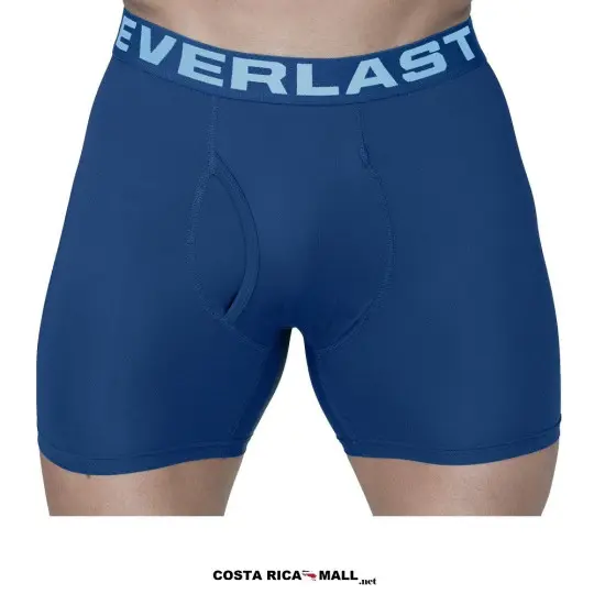 Bóxer CONTENDER EVERLAST resaltando su tejido elástico y ajuste pro para mayor rendimiento. Color azul