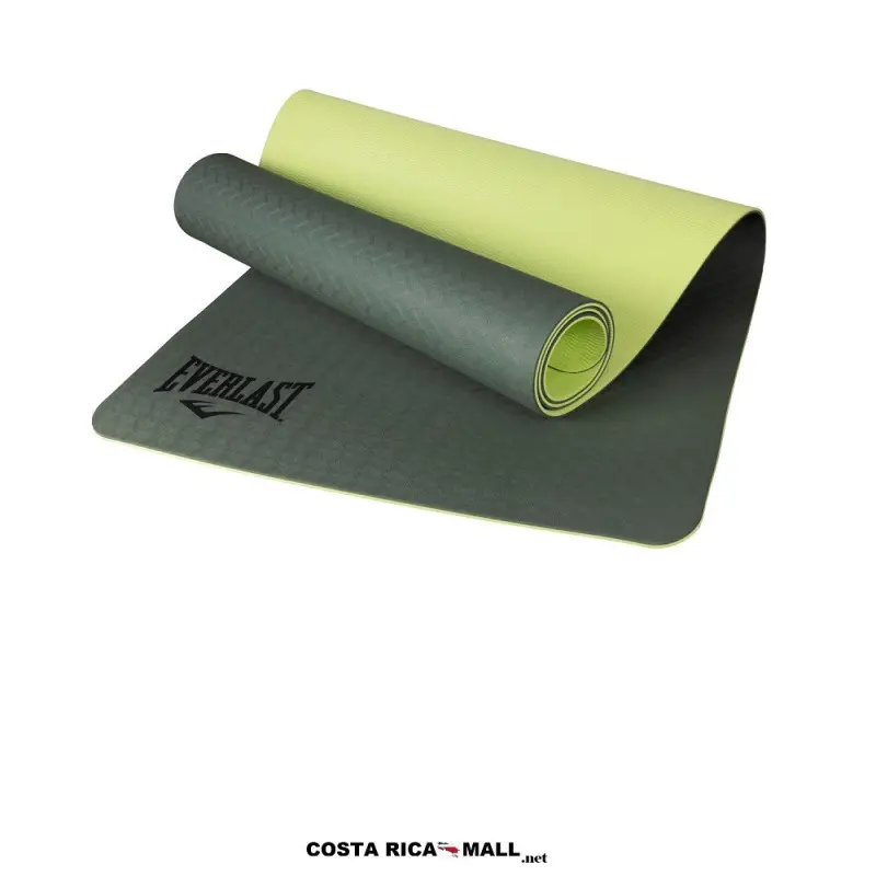 Colchoneta Yoga Mat 6mm TPE EVERLAST resaltando su textura antideslizante para mayor rendimiento. Color verde