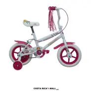 Bicicleta Infantil KAWAII #12 SUPERPRO resaltando su diseño fucsia/rosado para mayor rendimiento. Color Blanco-Fucsia