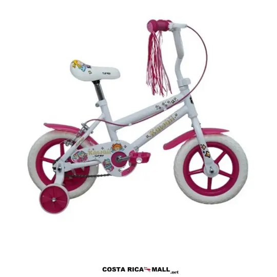 Bicicleta Infantil KAWAII #12 SUPERPRO resaltando su diseño fucsia/rosado para mayor rendimiento. Color Blanco-Fucsia