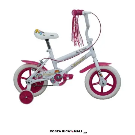 Bicicleta Infantil KAWAII #12 SUPERPRO resaltando su diseño fucsia/rosado para mayor rendimiento. Color Blanco-Fucsia