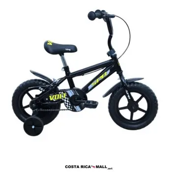 Bicicleta Infantil VOLT #12 SUPERPRO resaltando su diseño robusto para mayor rendimiento. Color Negro-Amarillo