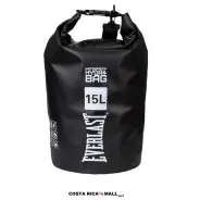 BOLSO WATERPROOF 15L EVERLAST resaltando su cierre enrollable para mayor rendimiento. Color Negro.