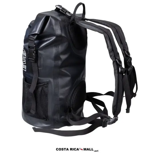 Mochila WATERPROOF 35L EVERLAST resaltando su diseño ergonómico para mayor rendimiento. Color Negro. Vista al lado