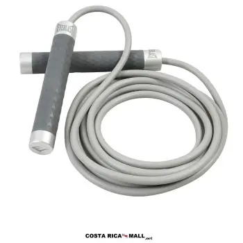 Soga para saltar con peso de silicón EVERLAST EVJR6W604 en color gris, con detalle de los mangos antideslizantes.