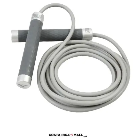 Soga para saltar con peso de silicón EVERLAST EVJR6W604 en color gris, con detalle de los mangos antideslizantes.