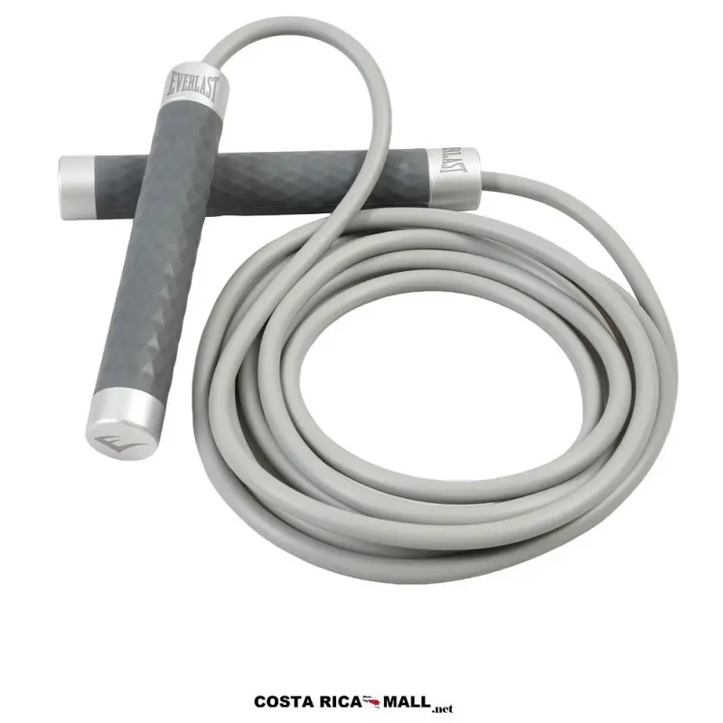 Soga para saltar con peso de silicón EVERLAST EVJR6W604 en color gris, con detalle de los mangos antideslizantes.