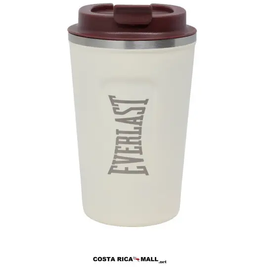 Botella Mug Insulado Coffee EVERLAST de 380ml en color beige para conservación térmica de bebidas en Costa Rica.