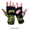 Guantes con gel UFC para protección y entrenamiento de boxeo y MMA. Color Negro amarillo. Vista puestos