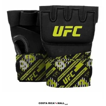 Guantes con gel UFC para protección y entrenamiento de boxeo y MMA. Color Negro amarillo