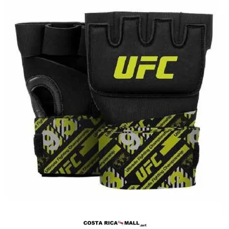 Guantes con gel UFC para protección y entrenamiento de boxeo y MMA. Color Negro amarillo