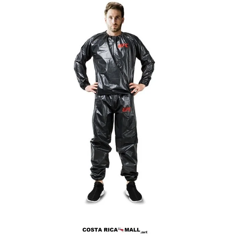 Traje sauna UFC para entrenamiento y control de peso con material resistente al agua.