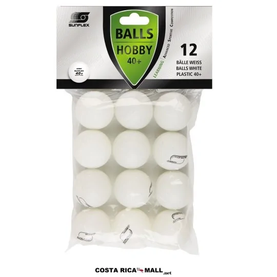 Bolas de ping pong SUNFLEX HOBBY de 12 unidades en color blanco para uso recreativo en Costa Rica