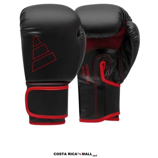 Guantes de Boxeo ADIDAS HYBRID 80 AD-IH80 para entrenamiento y sparring. Color Negro con Rojo