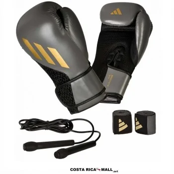 Kit de boxeo ADIDAS AD-IKITW con guantes, vendas y soga para entrenamiento completo. Color Gris