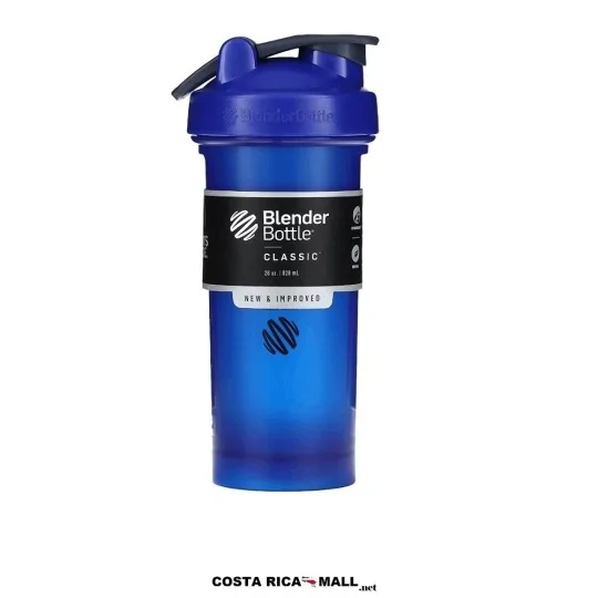 Botella Blender Bottle Classic 28oz para mezclar suplementos y bebidas deportivas. Color Azul