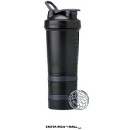 Botella ProStak 22oz Blender Bottle con compartimentos para suplementos y mezcla de bebidas. Color Negro