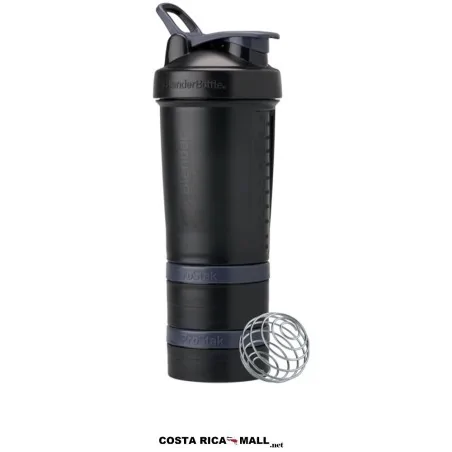 Botella ProStak 22oz Blender Bottle con compartimentos para suplementos y mezcla de bebidas. Color Negro