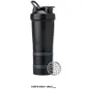 Botella ProStak 22oz Blender Bottle con compartimentos para suplementos y mezcla de bebidas. Color Negro