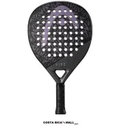 Pala de pádel HEAD VIBE con superficie de fibra de vidrio, forma lágrima y punto para control y comodidad. Color Negro con lila