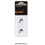 Muñequeras deportivas HEAD 2.5" con tejido absorbente, ajuste elástico y diseño cómodo para entrenamientos. Color Blanco