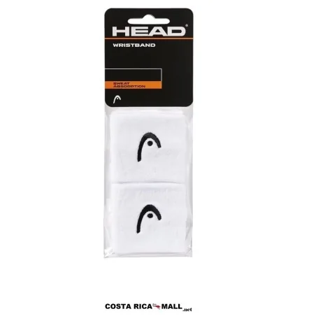 Muñequeras deportivas HEAD 2.5" con tejido absorbente, ajuste elástico y diseño cómodo para entrenamientos. Color Blanco