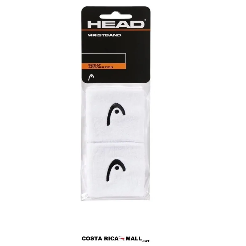 Muñequeras deportivas HEAD 2.5" con tejido absorbente, ajuste elástico y diseño cómodo para entrenamientos. Color Blanco