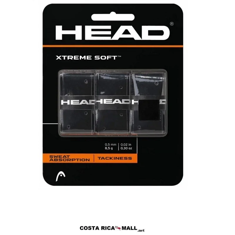 Overwrap para raqueta de tenis HEAD Xtreme Soft con máxima adherencia, perforaciones para ventilación. Color Negro