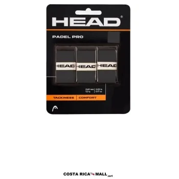 Overgrip para pádel HEAD Pro 285111 con tecnología de absorción avanzada, tacto confortable y adherencia. Color Negro