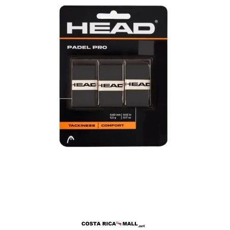 Overgrip para pádel HEAD Pro 285111 con tecnología de absorción avanzada, tacto confortable y adherencia. Color Negro
