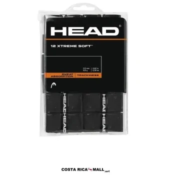 Overwrap para raqueta tenis XTREMESOFT 12pcs 285405 HEAD en presentación de 12 unidades con diseño perforado. Negro