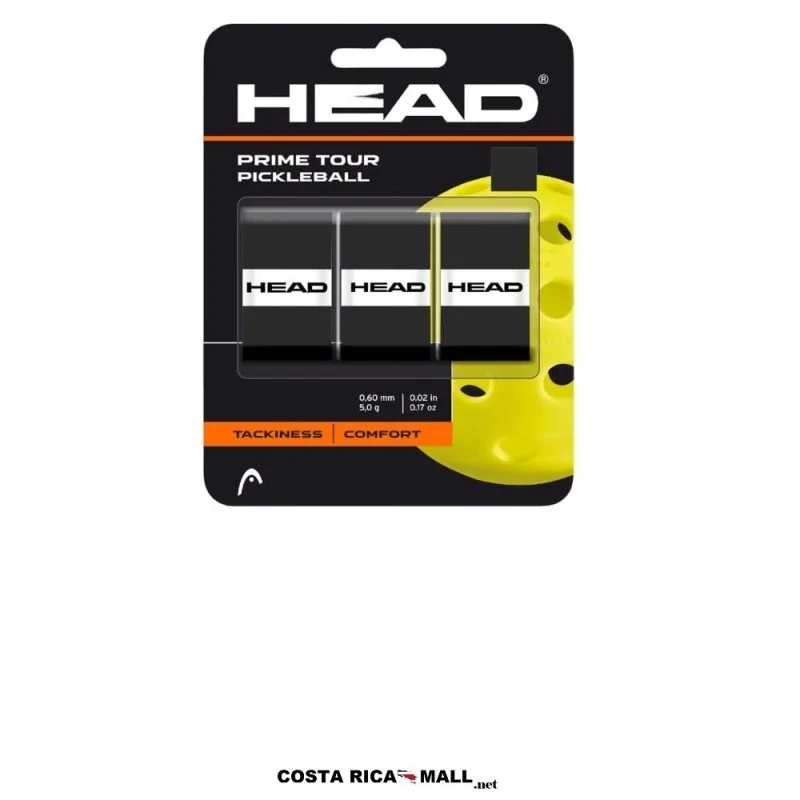 Grip para pickleball HEAD Prime Tour 285543 con excelente adherencia, sensación confortable y control de la pala. Color Negro