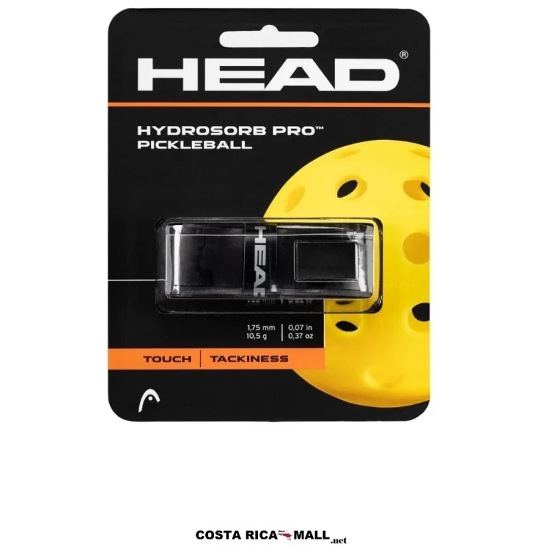 Grip para pickleball HEAD Hydrosorb Pro 285781 con sistema Twin-Channel, superficie adherente. Color Negro