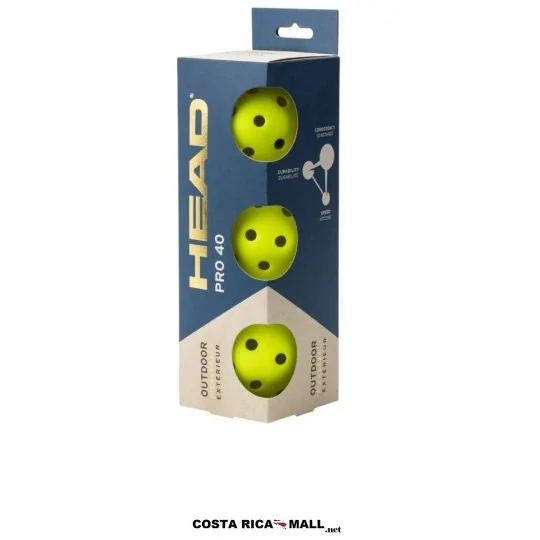 Bolas para pickleball HEAD Pro 40 Outdoor 557025 diseñadas para juego exterior con excelente durabilidad