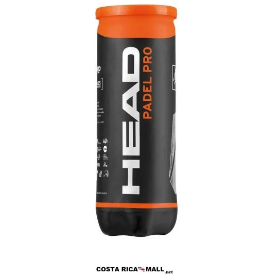 Bolas para pádel HEAD Pro 3B 575613 con núcleo reforzado, fieltro de máxima durabilidad y rendimiento utilizado en competición.