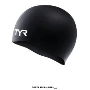 Gorra de Natación Silicone Senior TYR fabricada en silicona de alta calidad, con diseño hidrodinámico. Color Negro