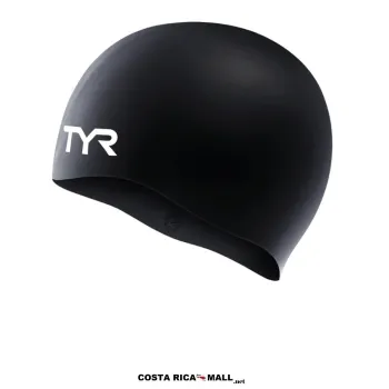 Gorra de Natación Silicone Senior TYR fabricada en silicona de alta calidad, con diseño hidrodinámico. Color Negro