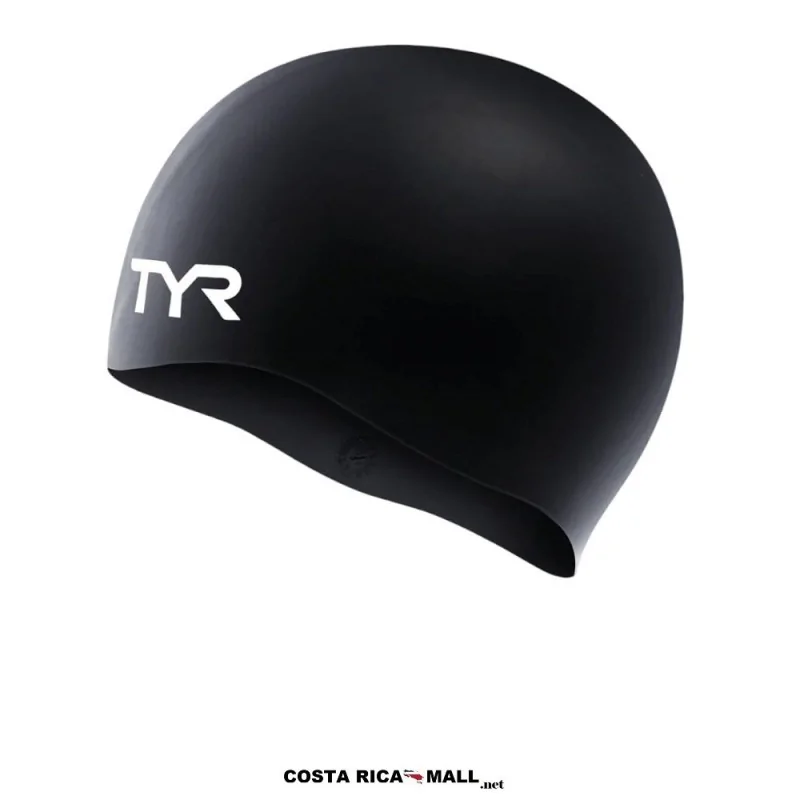 Gorra de Natación Silicone Senior TYR fabricada en silicona de alta calidad, con diseño hidrodinámico. Color Negro