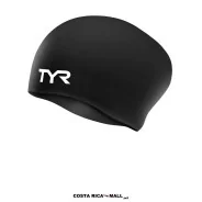 Gorra de Natación TYR Silicone Long Hair LCSL para cabello largo, fabricada en silicona con ajuste cómodo. Color negro