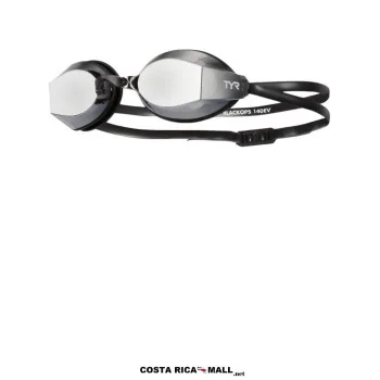 Lentes Para Natación BLACKOPS 140EV MIRROR LGBKOPM TYR con diseño de perfil bajo, lentes espejados. Color Negro