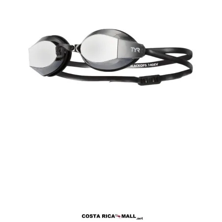 Lentes Para Natación BLACKOPS 140EV MIRROR LGBKOPM TYR con diseño de perfil bajo, lentes espejados. Color Negro