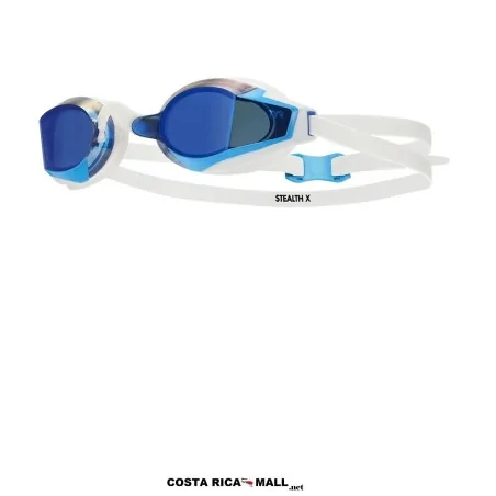 Lentes Para Natación STEALTH-X MIRROR LGSTLXM TYR con visión panorámica de 180°, lentes HD espejados. Color Azul
